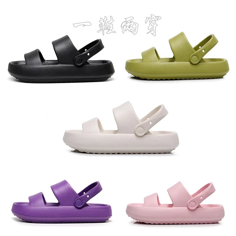 2023 Summer New Two Wear Sandals Fashion Casual Beach Shoes Slides Women Soft Outdoor Sports Couple Driving Slippers Men Women