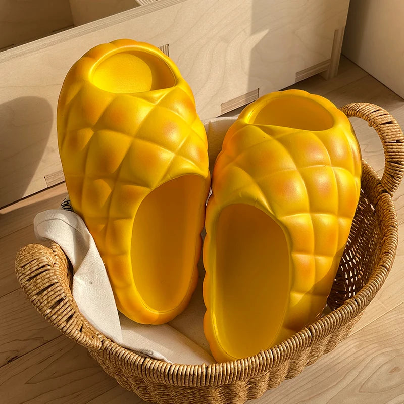 Milk Yellow Bread Slippers Women Fashion Creativity Thick Sole Slippers Women Anti Slip Soft Cute Fun Bread Sandals Girl Summer