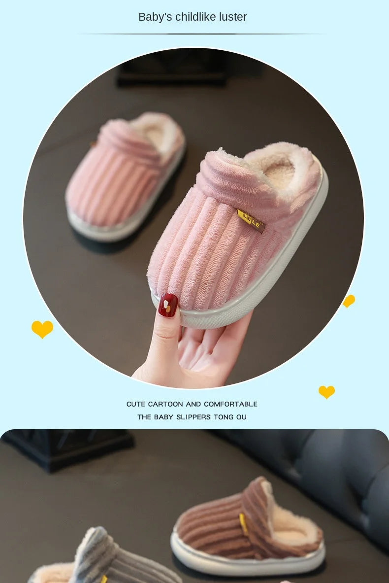 Children's cotton slippers Winter boy baby bag with 1-3 years old 2 warm indoor home children women's cotton shoes woolen shoes