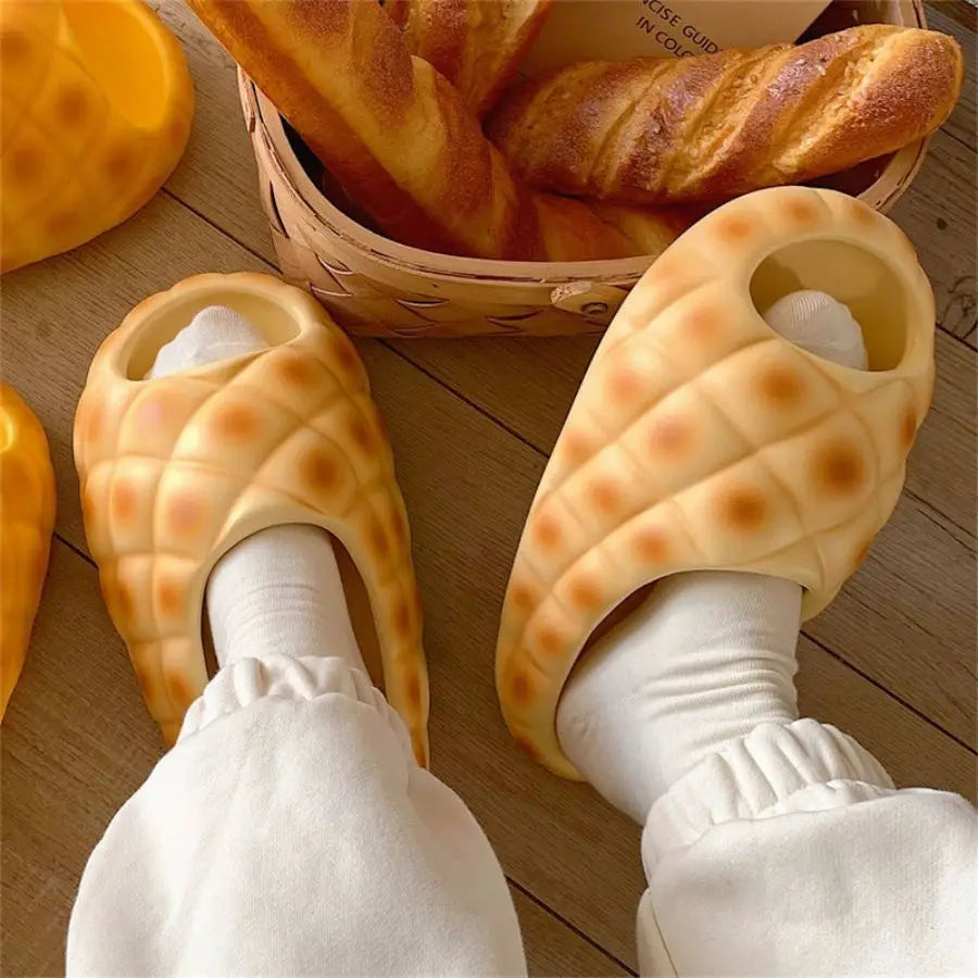 Milk Yellow Bread Slippers Women Fashion Creativity Thick Sole Slippers Women Anti Slip Soft Cute Fun Bread Sandals Girl Summer