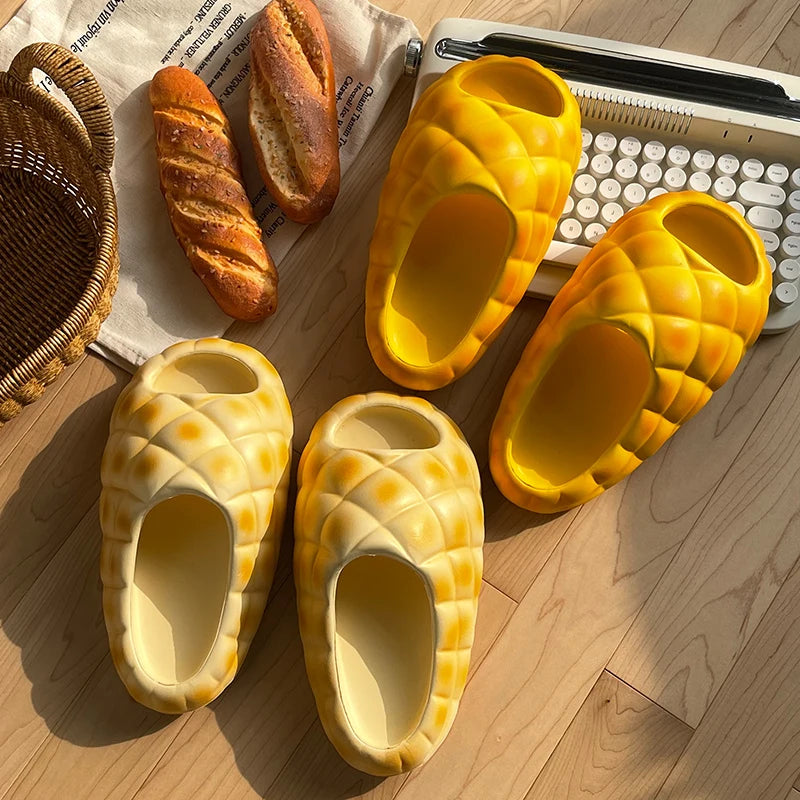 Milk Yellow Bread Slippers Women Fashion Creativity Thick Sole Slippers Women Anti Slip Soft Cute Fun Bread Sandals Girl Summer