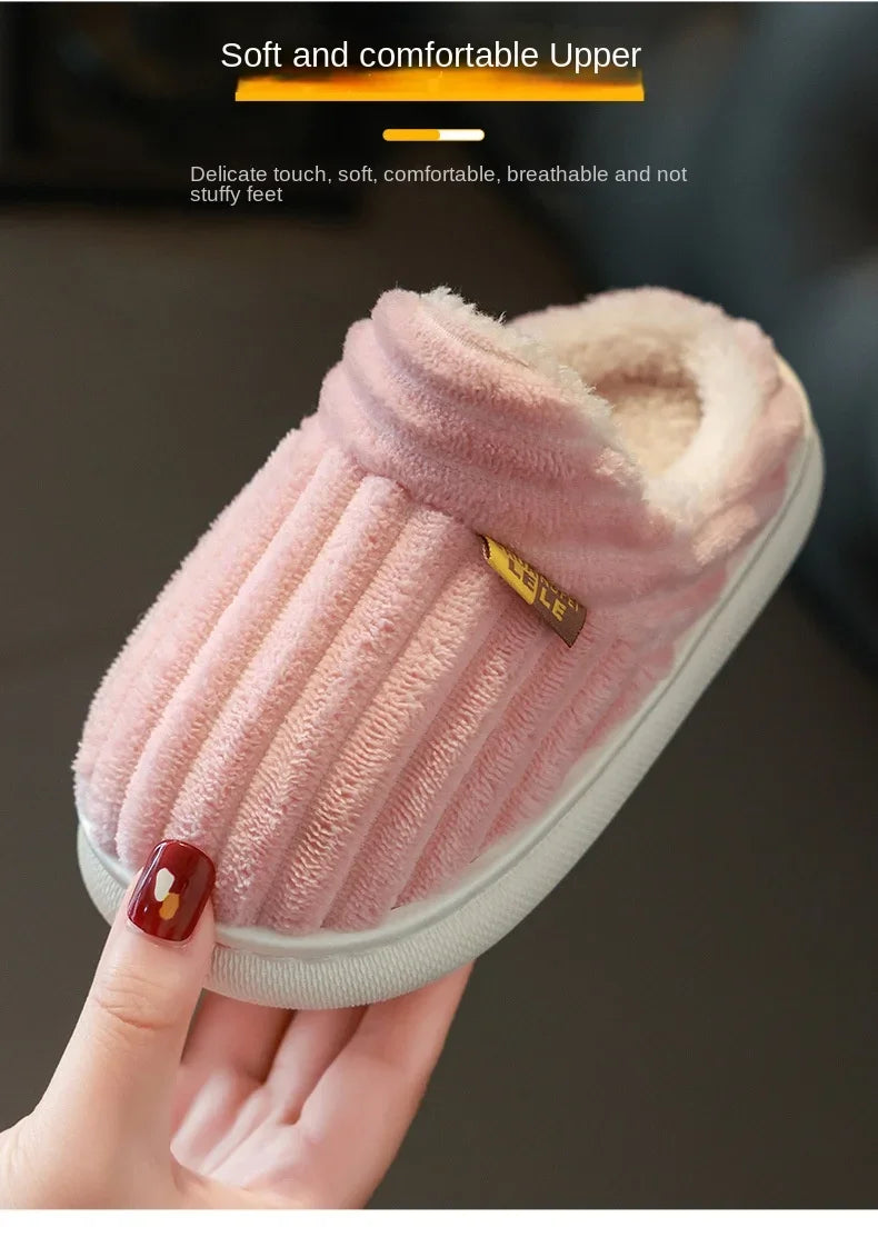 Children's cotton slippers Winter boy baby bag with 1-3 years old 2 warm indoor home children women's cotton shoes woolen shoes