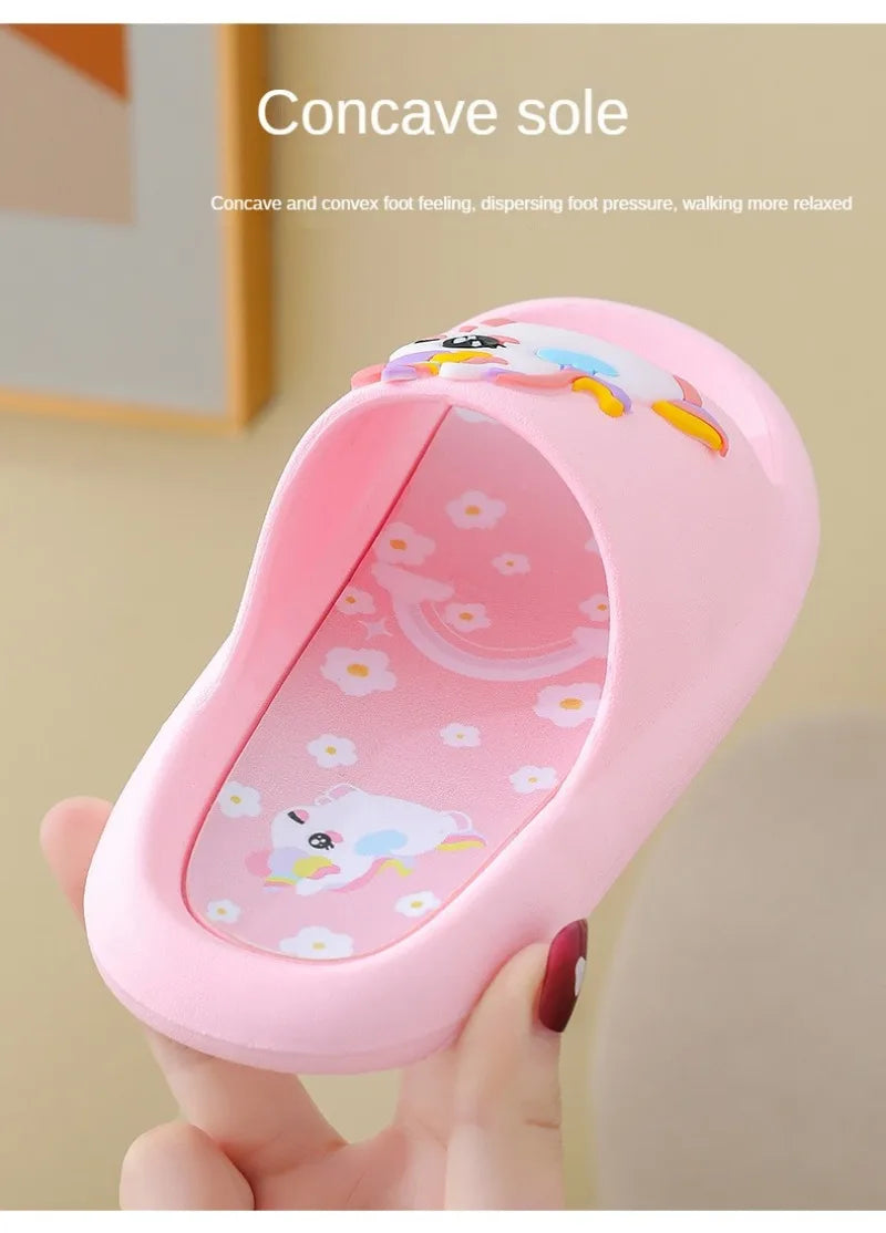 Summer Kids Home Shoes Flip Flops Baby Girls Slippers for Children Cartoon Unicorn Bathroom Antislip Thick Sole Slides