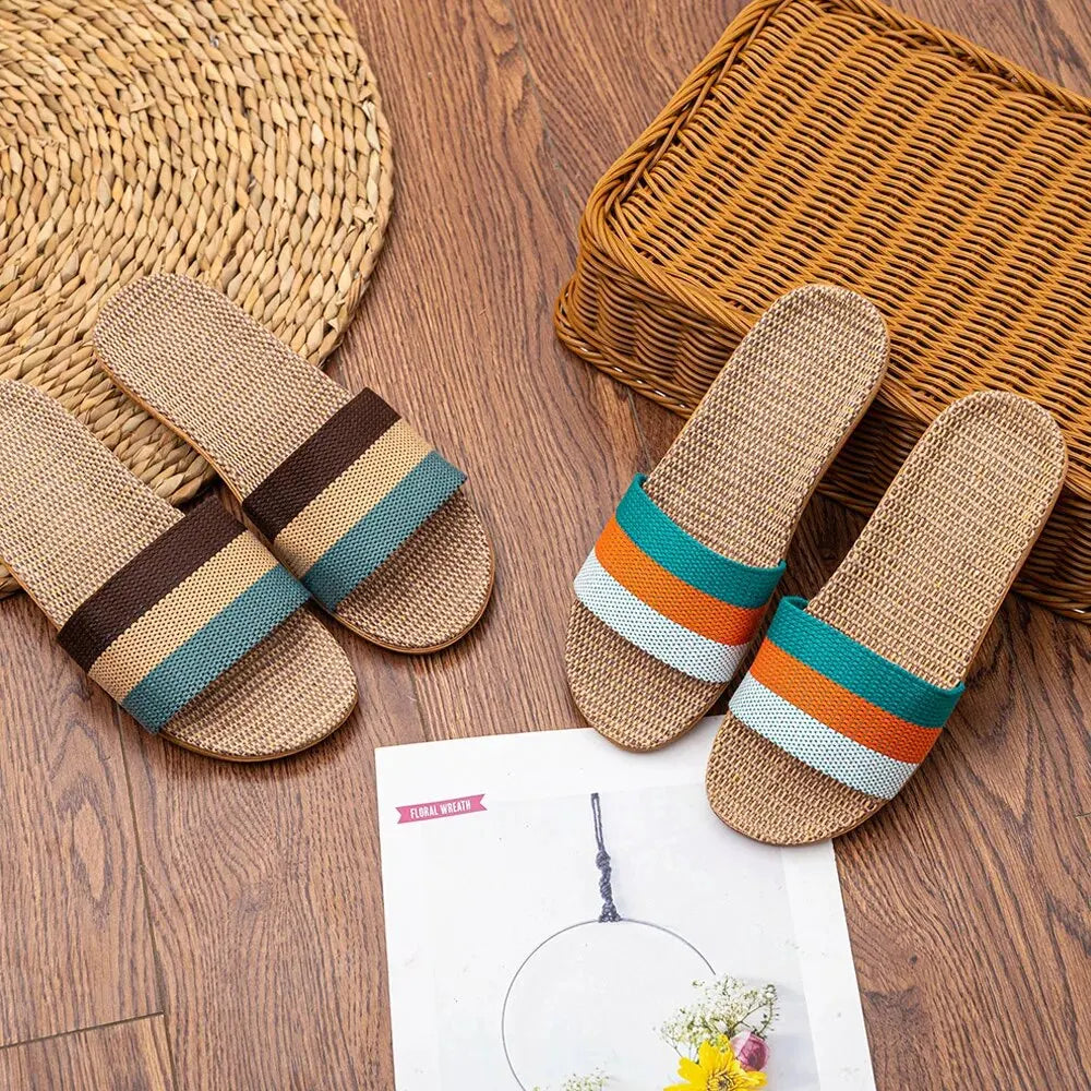 Summer Linen Women'S Slippers Flat Sandals Home Color EVA Lightweight Shoes For Women Casual Slippers Free Shipping